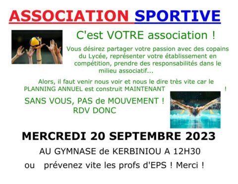 ASSOCIATION SPORTIVE AU LYCEE GALILEE RENTREE 2023 Lycée Galilee