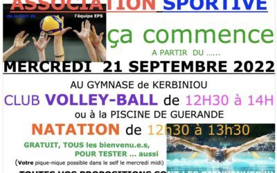 Reprise de l’Association Sportive le Mercredi 21 septembre
